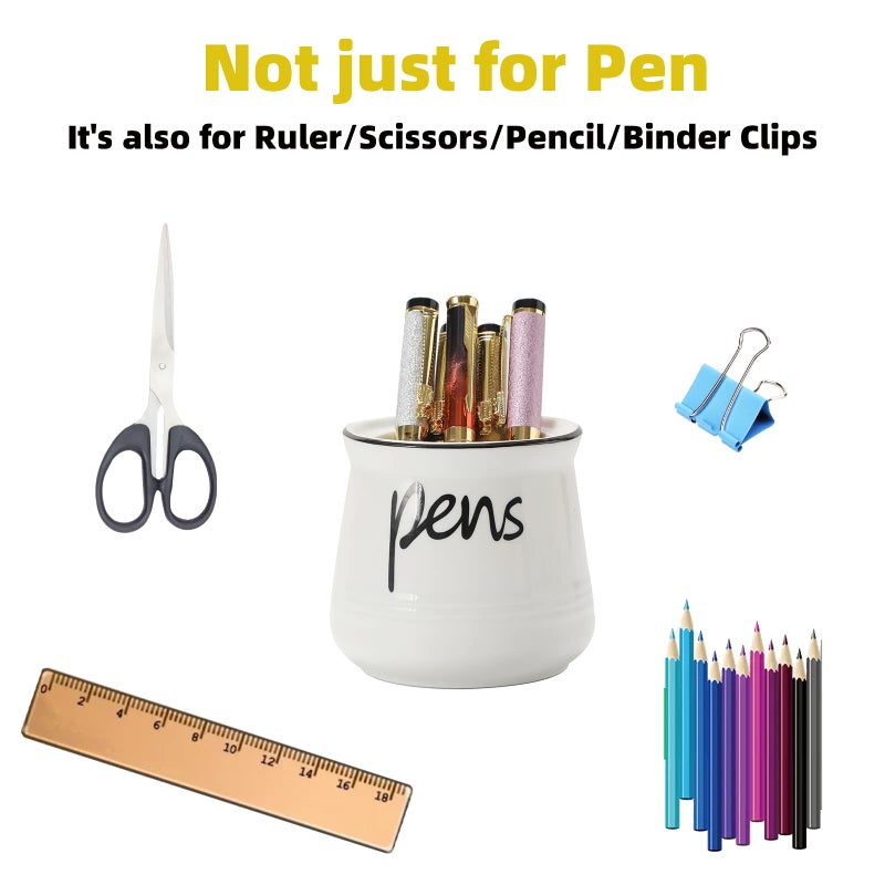 ONTUBE Porcelain Pens Holder Stand,Ceramic Pencils Holder (White) - Image 3